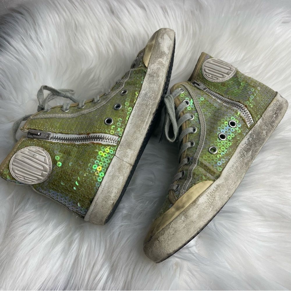 Golden Goose Deluxe Francy High Top Sequin Sneakers 37